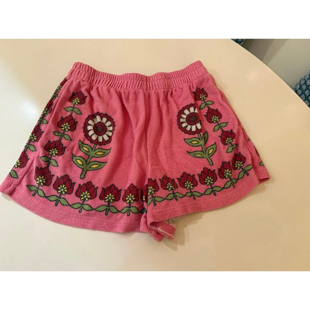 Free People Pink Floral Terry Shorts Large